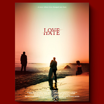 Love Hate | Movie Poster Design | Movie Poster | Film Poster 2023 2024 2025 adobe photoshop design design poster design trend film film poster hate love love hate movie movie poster movie poster design poster poster design romantic romantic movie