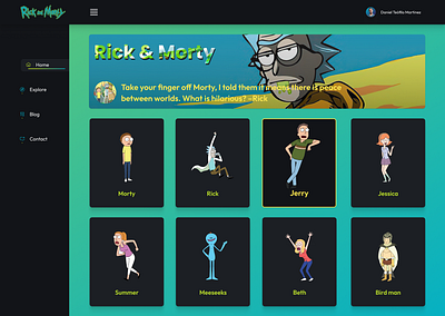 Landing Rick & Morty animation design ui ux