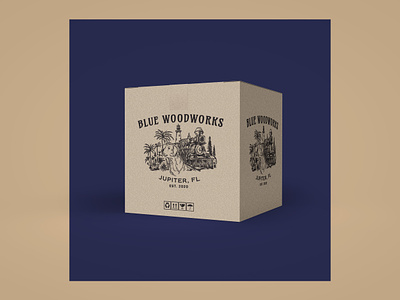 Blue Woodworks Packaging 2d art artwork brand design brand identity branding graphic design illustration logo packaging procreate vector vintage vintage design