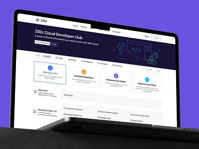 Landing page, Zilliz Cloud documentation database docs landingpage ui website