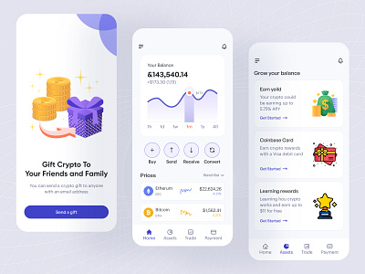 CoinBase App Redesign app design app ui bitcoin coinbase crypto figma mobile app nft ui ui design uiux design