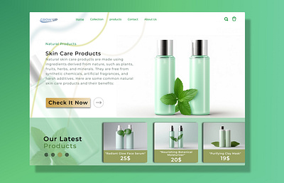 Skin care natural products Design Concepts UI/UX branding design figma glow landingpage natuaral skin care skin care products
