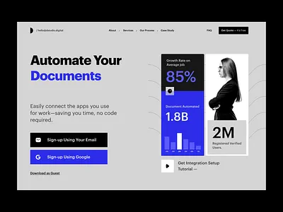 Automation Website branding card ui clean docs document header hero landing page landing page design menu product design services typography ui ui ux user experience ux web website website design