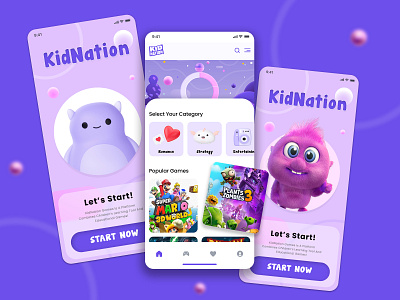 App Design for Kidnation app app design brand branding creative design digital digital art education fun graphic design identity branding illustration kids ui ui ux