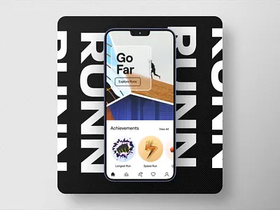 Run Fitness Mobile App - Achievements art direction branding design fitness illustration logo product design running ui ui design userexperience visual design