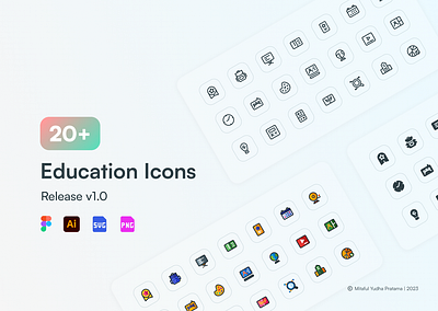 Education Icon Pack 4 Style 20+ branding design education flat flatdesign icon iconkit iconpack iconset iconstyle illustration ui design uiux vector