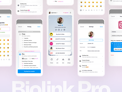 Link in Bio Mobile App Designs appdesign appui biolink clean design designer linkinbio liveapp minimal mobile app mobile design modern topdesign trending ui uidesign uiux userinterface