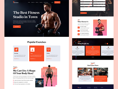 Fitness Creative Landing Page bold design cardio coach crossfit exercise fitness gym healthy landingpage marathon muscle personal trainer running sport ui uxdesign web website template workout yoga