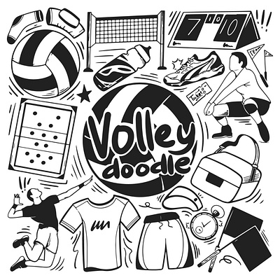 Free Volleyball Doodles (AI) doodle doodle vector free doodle free illustration freebie illustration illustrator vector vector design vector download volleyball volleyball doodle