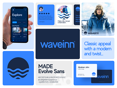 Waveinn Branding accomodation booking brand design brand identity branding branding design design hotel hotel book logo logo mark logo type marketing elements minimal online bookinf redesign resort resort logo visual identity website concept