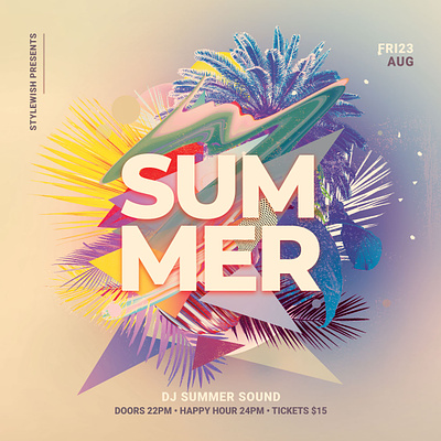 Summer Flyer alternative beach download exotic flyer flyer template graphicriver poster poster design psd shapes summer template tropic tropical