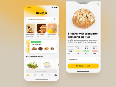Bouchée mobile app concept app bakery bouchée design e com e commerce interface mobile app patisserie ui ux