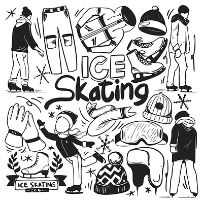 Free Ice Skating Doodles (AI) doodle doodle illustration doodle vector drawing free doodle free download free illustration freebie graphic design ice skating vector illustration