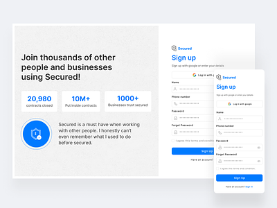 Secured Sign Up Page 2023 best shots 2023 trend app design branding dashboard dashboard design figma website design landing page minimal mobile ui product design responsive design sign in sign up ui ui ux design ux web application design web design website design