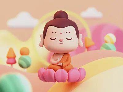 Vesak Illustration 3d 3d illustration art budha character cute dribbble greeting illustrations modelling vesak