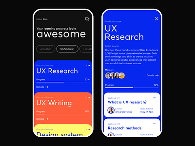 Learning application app app design application application design course course app learn learning app mobile mobile app ui uiux user experience user interface ux research uxui