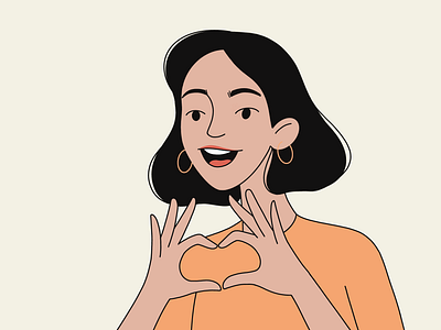 Heart avatar character girl heart illustration