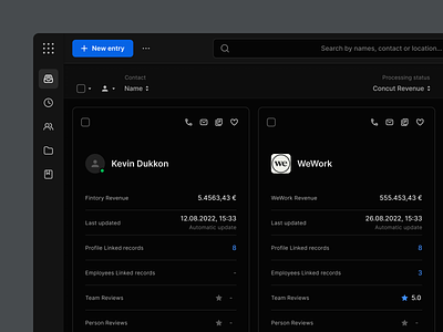 Contacts View analytics app cards clean contact cards contacts contacts overview dark dashboard data design light theme dark theme list list view product design table ui user interface ux