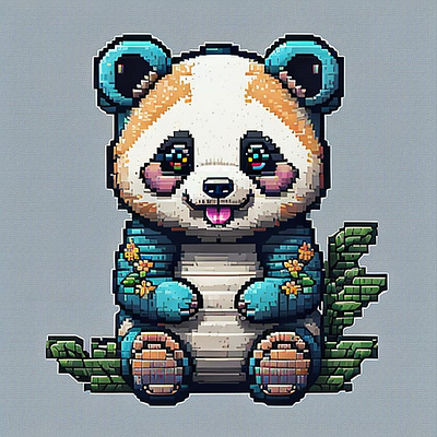 Cute Panda Pixel Art. 2d 3d animal animation art branding cute design graphic design illustration logo motion graphics panda pixel trending ui viral