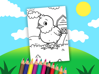 Chicken in the farm Coloring Pages for Kids art artwork coloringbook coloringpages coloringsheets design illustration