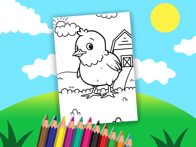 Chicken in the farm Coloring Pages for Kids by Laser and Lollipop on