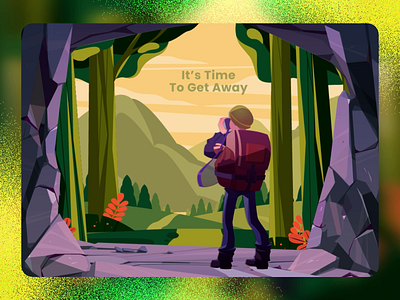 It's Time To Get Away illustration travel app travel booking app travel hero landing page travel ui travel website ui trekking trekking travel app ui uiux