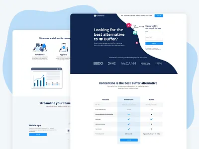 Kontentino landing page kontentino landing page marketing marketing page social media social media page tomas zubrik tomweb web design