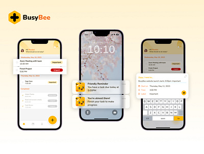 Case Study: BusyBee Productivity App - Mobile application branding design graphic design illustration logo mobile product ui ux