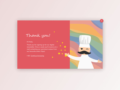 Daily UI 077 - Thank you app card cooking dailyui dailyuichallenge design food illustration thankyou ui uxui