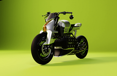Custom BMW K1 | Treasure Garage 3d animation bmw custom design futuristic green minimal motion graphics moto motorcycle
