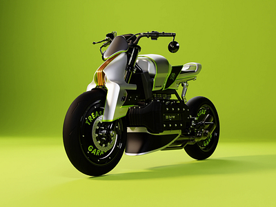 Custom BMW K1 | Treasure Garage 3d animation bmw custom design futuristic green minimal motion graphics moto motorcycle