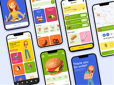 Food delivery mobile application UI/UX design 3d branding concept design figma food graphic design illustration mobile app web design