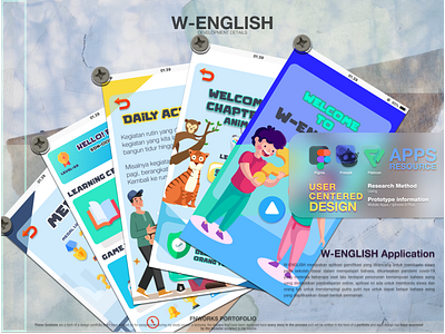 W-ENGLISH MOBILE APPLICATION animation app design flat graphic design illustration illustrator typography ui ux vector website