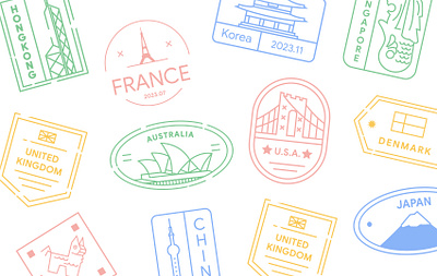 Collection of City Stamps arch architecture city design google icon design illustration motion graphics