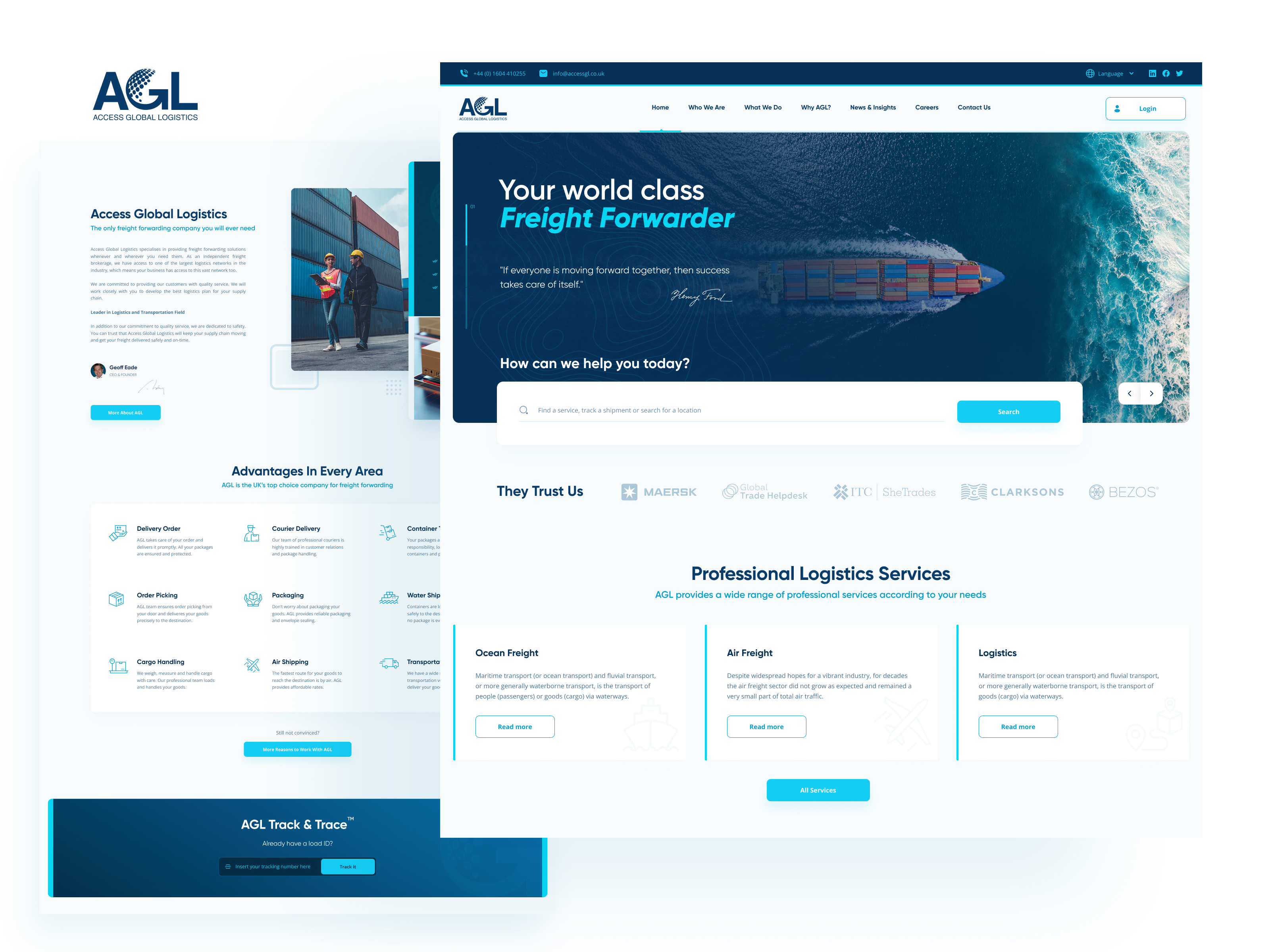 AGL Freight Forwarding Marketing Website by Globalscale on Dribbble