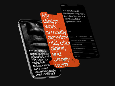 Tom Oldfield Personal Website | Mobile design mobile portfolio