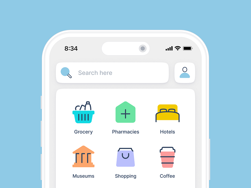 Map navigation app icons
