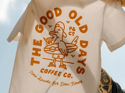 The Good Old Days T-Shirt Illustration badge brand branding design fashion graphics illustration lockup logo logo design seagull summer surf tshirt typography