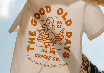 The Good Old Days T-Shirt Illustration badge brand branding design fashion graphics illustration lockup logo logo design seagull summer surf tshirt typography