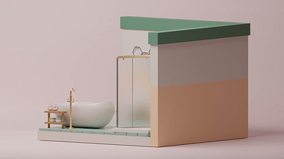 cute bathroom 3d animation bathroom blender blender3d cute design graphic design illustration motion graphics