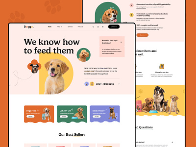 Dog Food Products Landing Page creative dog dog figma ui dog food landing page design dog food website design dog products website ecommerce food products landing page minimal pastel pastel web ui pet care landing page design pet food products landing page products web ui