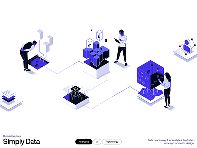 Data Processing Flow - Illustration ai ai data analysis analytics characters data data processing design illustration isometric technology