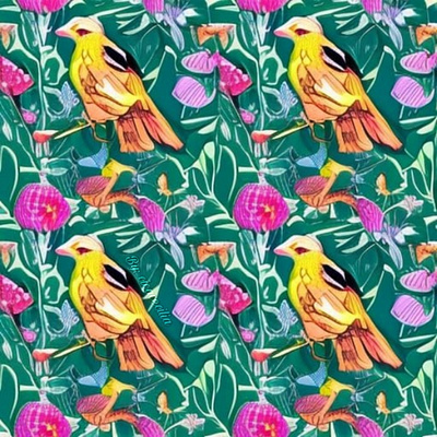 Hawk cicacecilia deco design fabric green hawk illustration pattern prey wallpaper yellow
