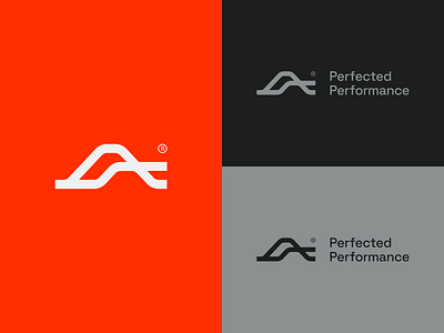 Perfected Performance – logo automotive brand identity branding design electric orange graphic design grayscale logo logotype mark modernism orange logo symbol