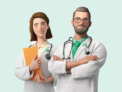 3D characters for a medical project 3d branding chararters design design doctor health medicine nimax render texture wellness