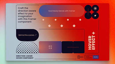 Direction-aware hover colors design framer interaction layout motion shapes ui vector website