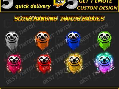 Sloth hanging set twitch badges bits badges emotes ! BestTwitch visloth hanging badges twitch