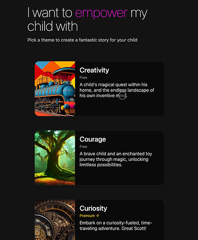 StroyCraft Ai - story telling app for kids app design ui
