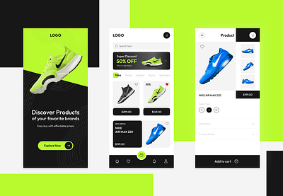 Footwear App UI branding footwear footwear app ui graphic design green parrot ui uiux vector web design