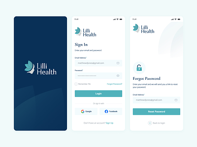 Lilli Health app design diet plan lilli health login screen mobile application ui design ux design